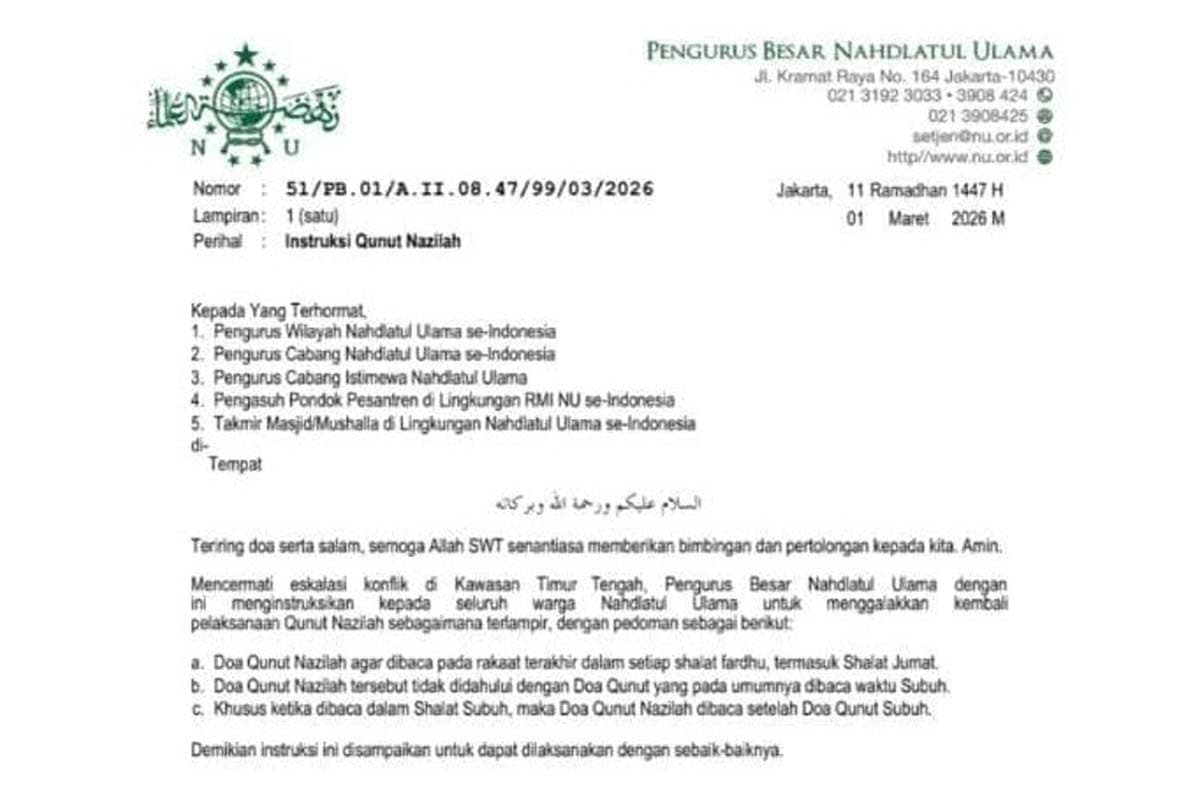 PBNU Instruksikan Qunut Nazilah di Seluruh Indonesia, Nahdliyin Diminta Baca Tiap Shalat Fardhu